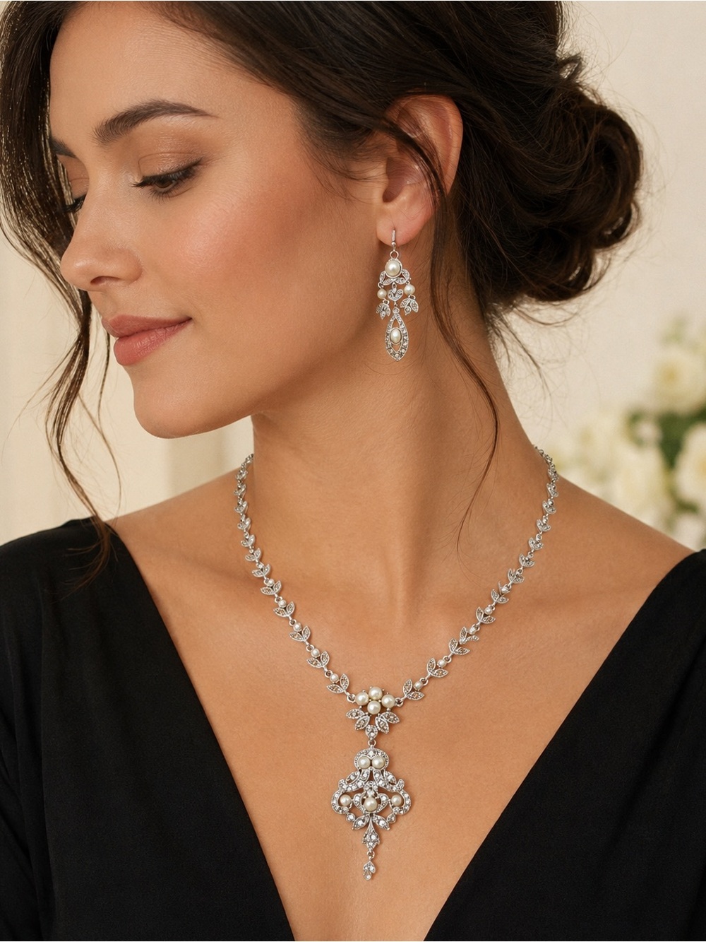 Vintage Signed Monet Necklace & Earrings Set